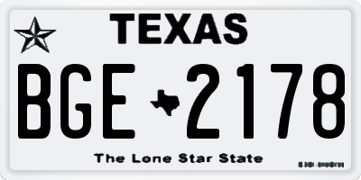 TX license plate BGE2178