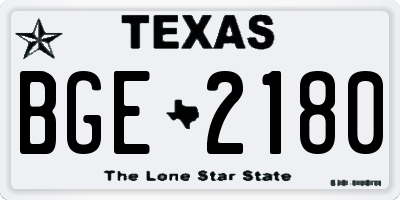 TX license plate BGE2180