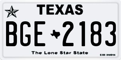 TX license plate BGE2183