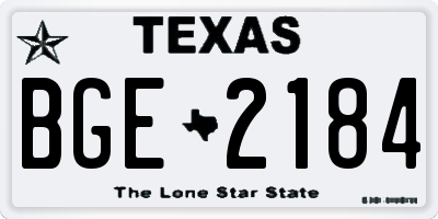 TX license plate BGE2184