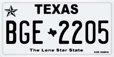 TX license plate BGE2205