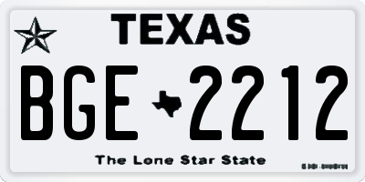 TX license plate BGE2212