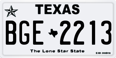 TX license plate BGE2213