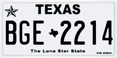TX license plate BGE2214