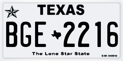 TX license plate BGE2216