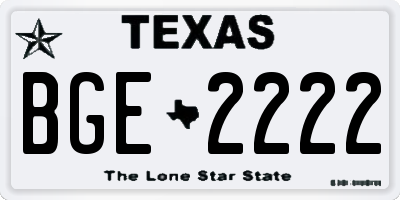 TX license plate BGE2222