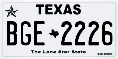 TX license plate BGE2226