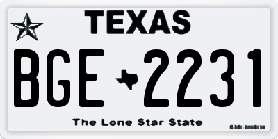 TX license plate BGE2231