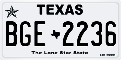 TX license plate BGE2236