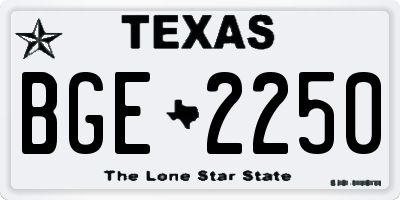 TX license plate BGE2250