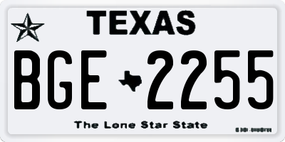 TX license plate BGE2255