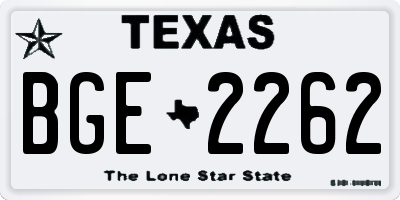 TX license plate BGE2262