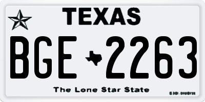 TX license plate BGE2263