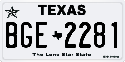 TX license plate BGE2281
