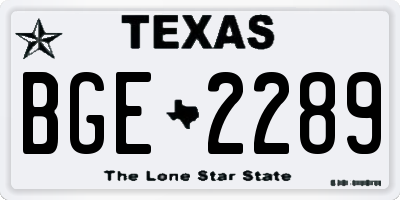 TX license plate BGE2289