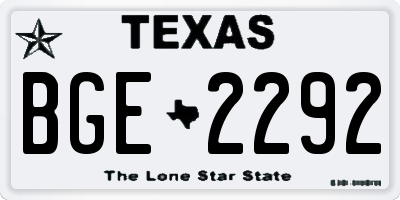 TX license plate BGE2292
