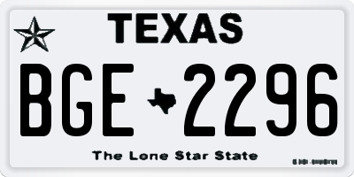TX license plate BGE2296