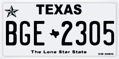 TX license plate BGE2305