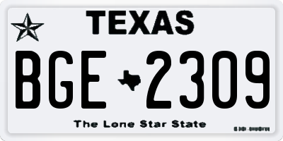 TX license plate BGE2309