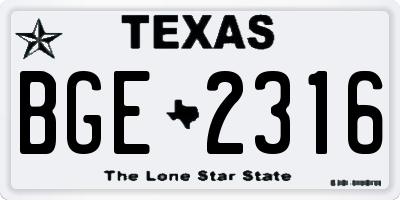 TX license plate BGE2316