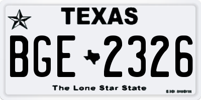 TX license plate BGE2326