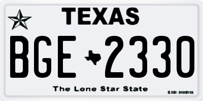 TX license plate BGE2330