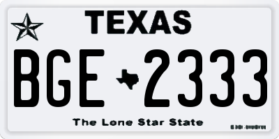 TX license plate BGE2333