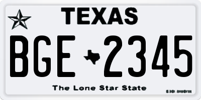 TX license plate BGE2345
