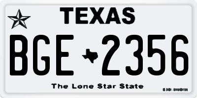 TX license plate BGE2356