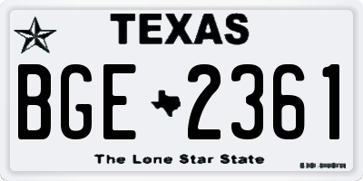 TX license plate BGE2361