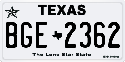 TX license plate BGE2362