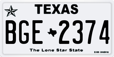 TX license plate BGE2374