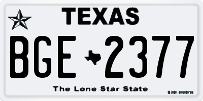 TX license plate BGE2377