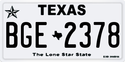 TX license plate BGE2378