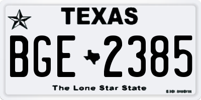TX license plate BGE2385
