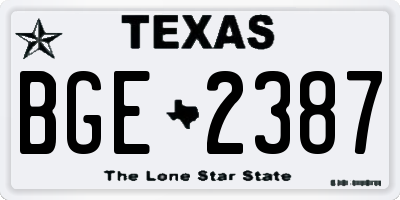TX license plate BGE2387