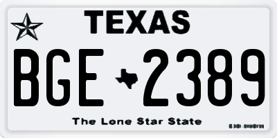TX license plate BGE2389