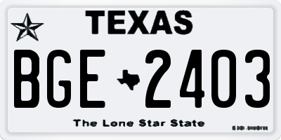 TX license plate BGE2403