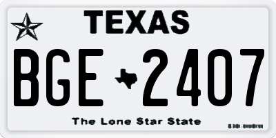 TX license plate BGE2407