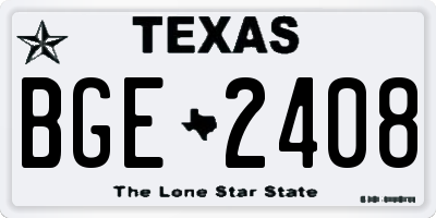 TX license plate BGE2408