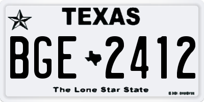 TX license plate BGE2412