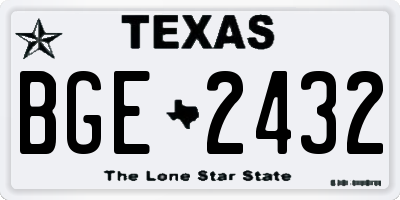 TX license plate BGE2432