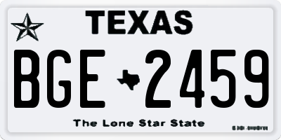 TX license plate BGE2459