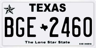 TX license plate BGE2460