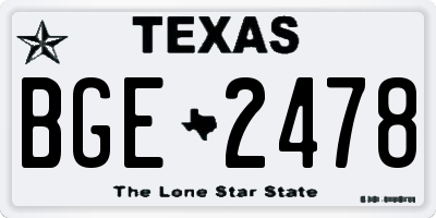 TX license plate BGE2478