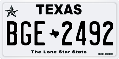TX license plate BGE2492