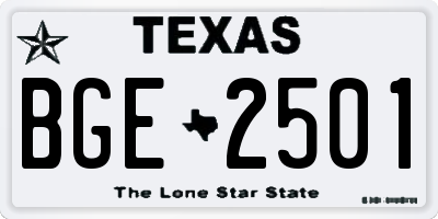 TX license plate BGE2501
