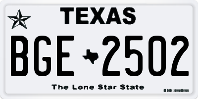 TX license plate BGE2502