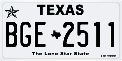 TX license plate BGE2511