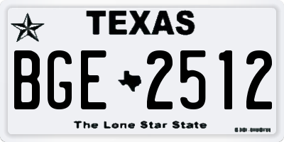TX license plate BGE2512